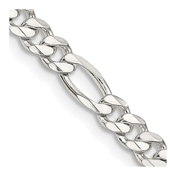 Kazi Luxury Sterling Silver 4.5mm Figaro Chain